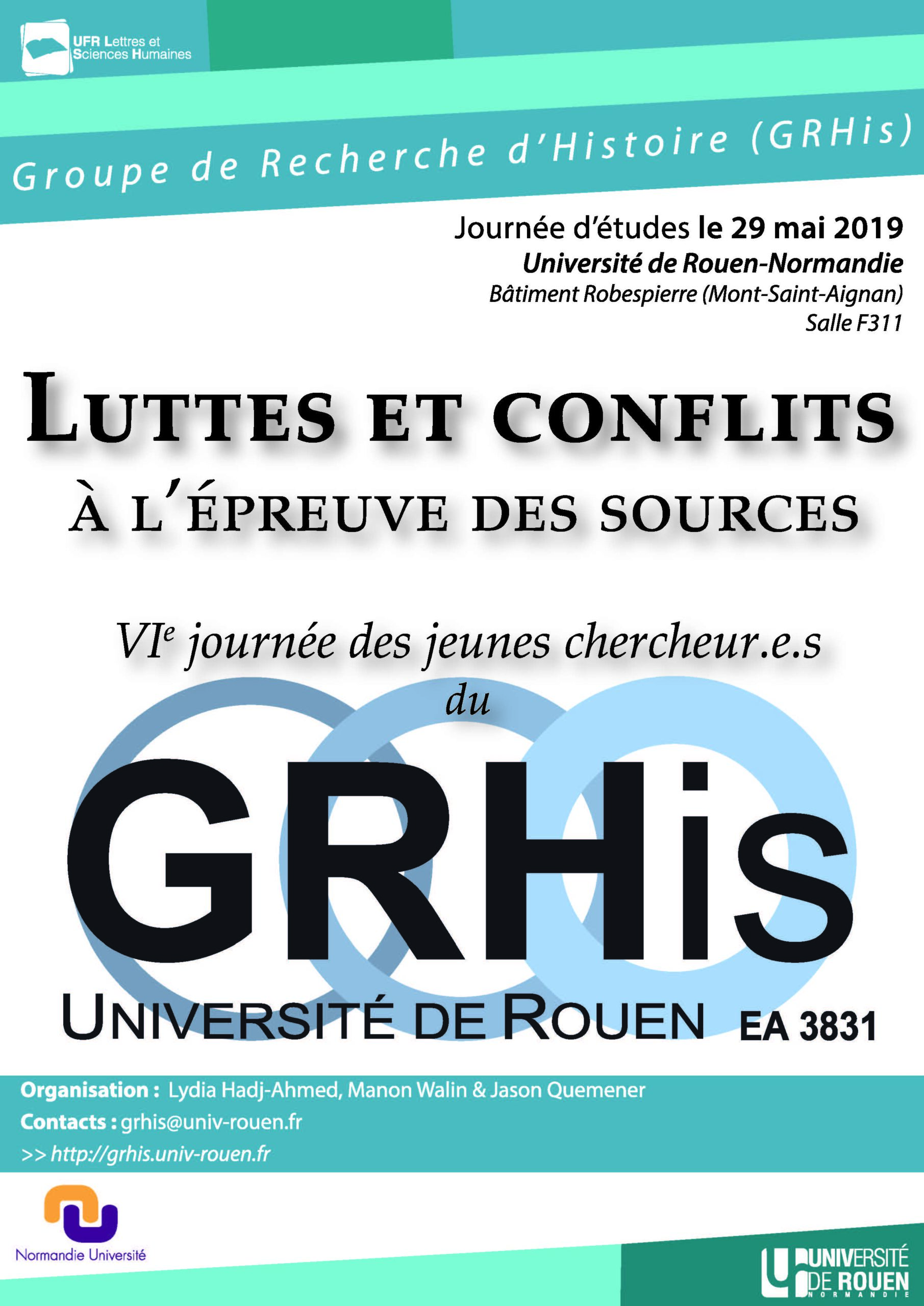 Luttes et conflits à l’épreuve des sources. VIe journée des jeunes chercheur.e.s du GRHis