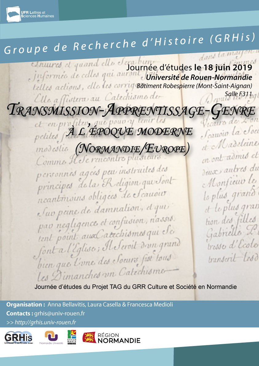 Transmission-Apprentissage-Genre à l’époque moderne (Normandie/Europe)