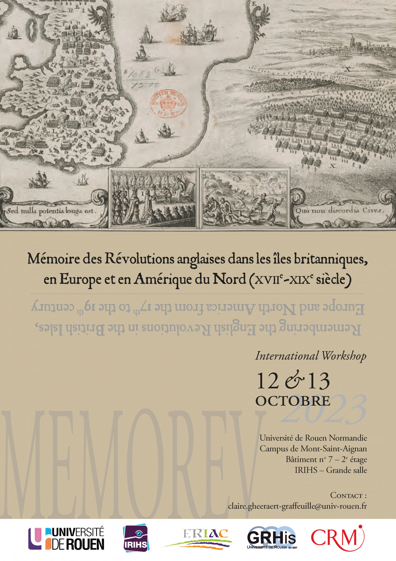 International Workshop « Mémoire des Révolutions anglaises dans les îles britanniques, en Europe et en Amérique du Nord (XVIIe-XIXe siècle) – MEMOREV »