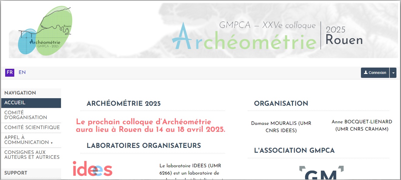 AAC/CFP : XXVe colloque d’archéométrie du GMPCA
