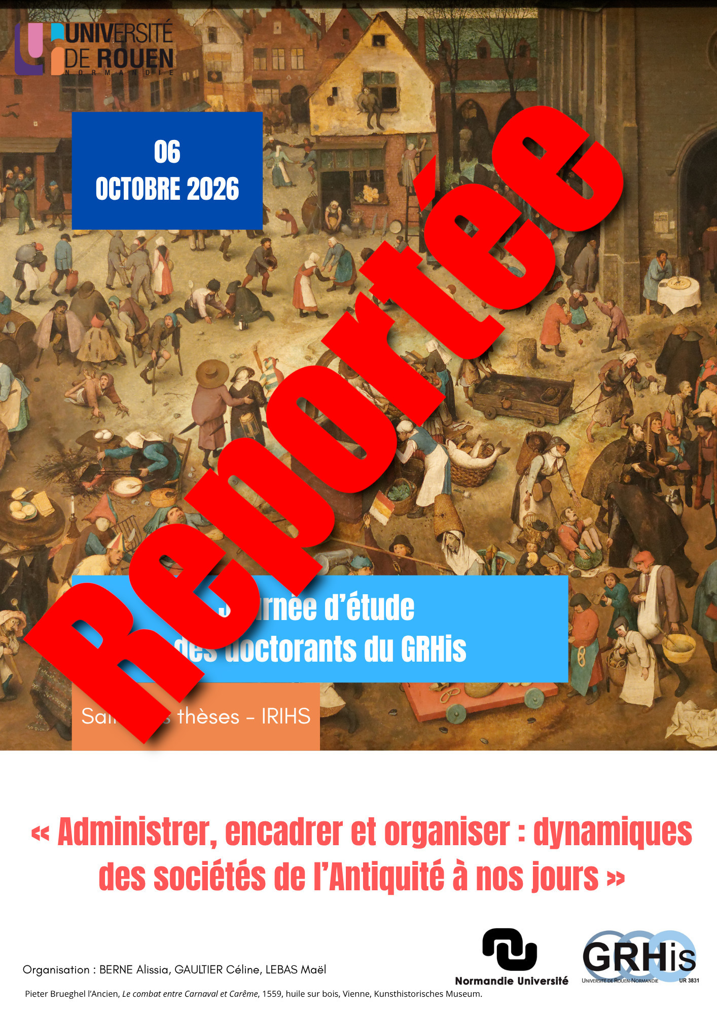 ANNULATION : Journée des doctorants du GRHis